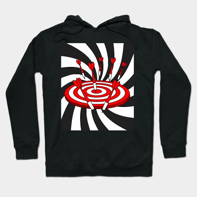 Dartboard Dart Player With Darts Arrows Hoodie by flofin